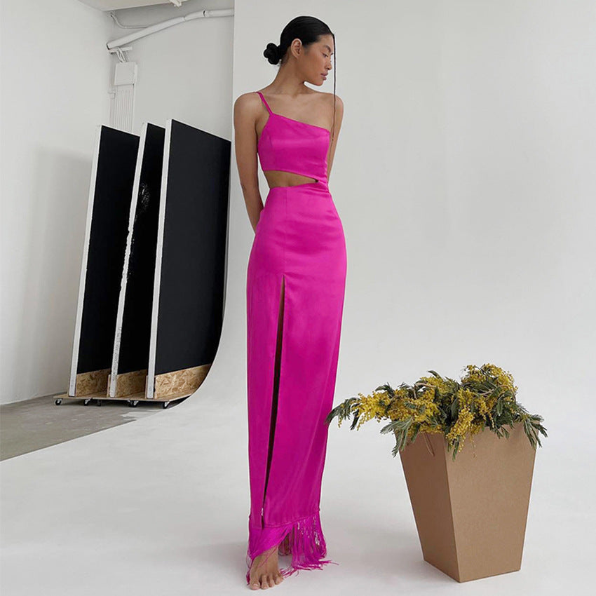 Summer Sexy Tassels Long Sheath Dresses for Party-Dresses-Pink-S-Free Shipping at meselling99