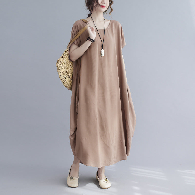 Summer Simple Design Long Cozy Dresses-Dresses-Dark Khaki-One Size (45-75KG)-Free Shipping at meselling99
