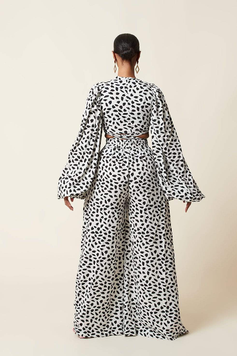 Women Leopard Print Puff Sleeves Suits--Free Shipping at meselling99