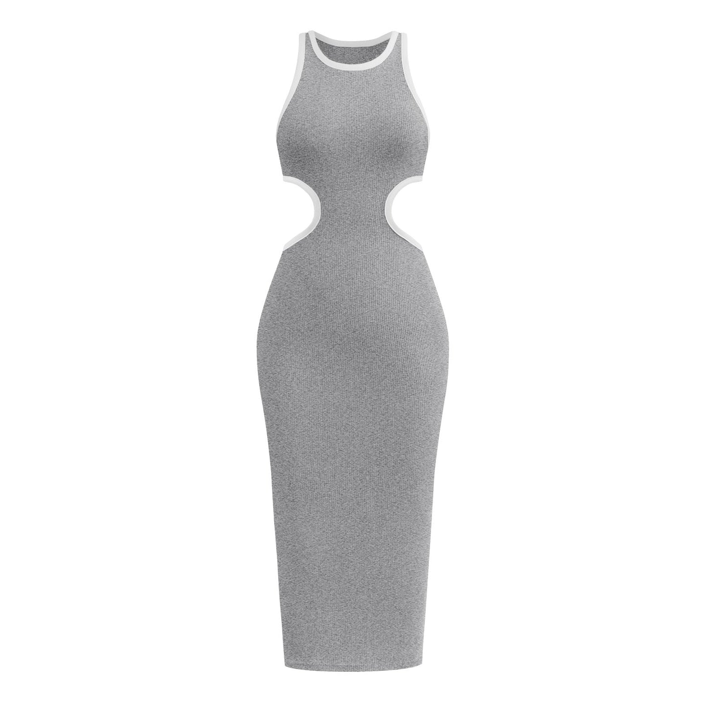 Sexy Backless Knitted Sheath Midi Dresses-Dresses-Gray-S-Free Shipping at meselling99
