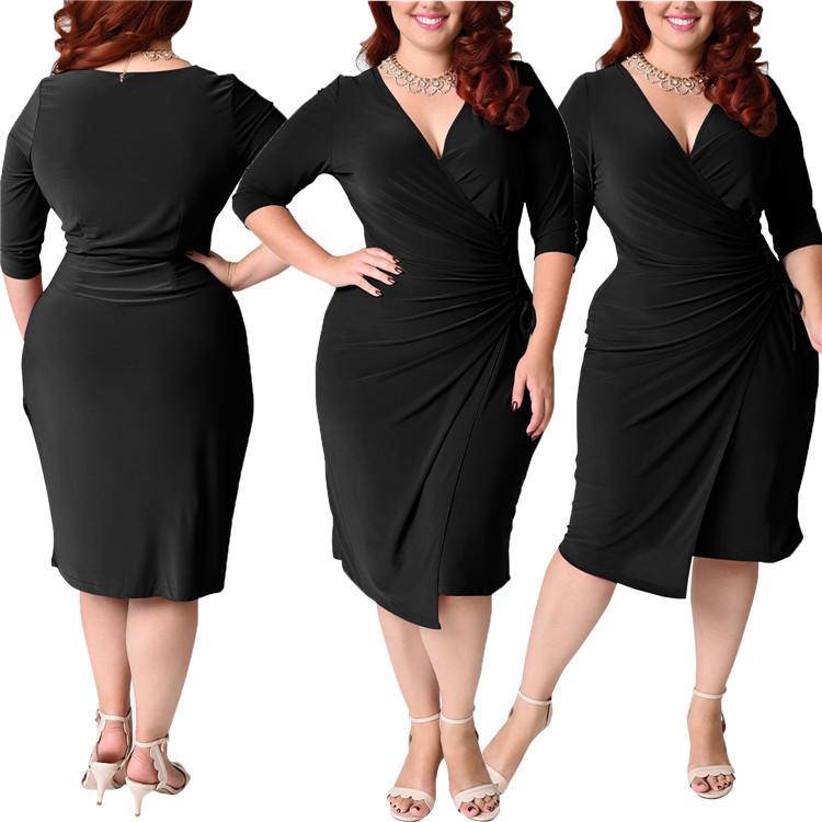 Plus Sizes Women Casual Half Sleeves Dresses-Sexy Dresses-Free Shipping at meselling99