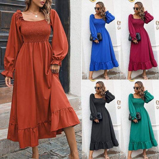 Casual Ruffled Long Sleeves Fall Dresses-Dresses-Free Shipping at meselling99
