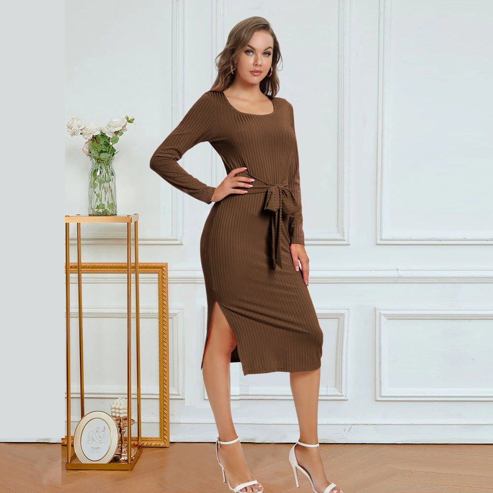 Sexy Long Sleeves Slim Dresses-Dresses-Brown-S-Free Shipping at meselling99