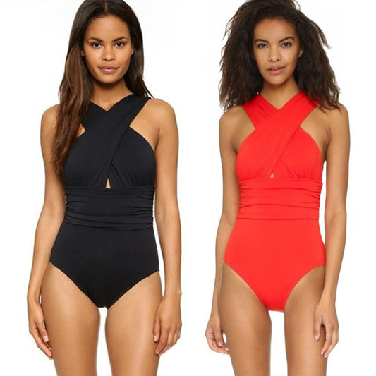 Women V Neck Cross Border One Piece Swimsuits--Free Shipping at meselling99