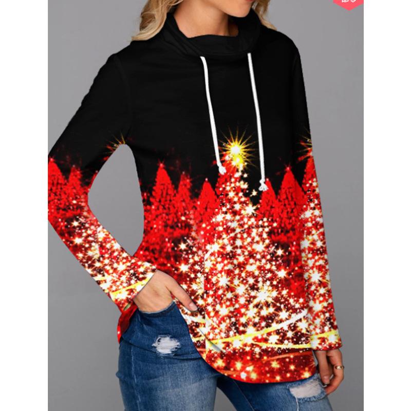 Merry Christmas Elk Print Pullover Sweaters-Shirts & Tops-Black-S-Free Shipping at meselling99