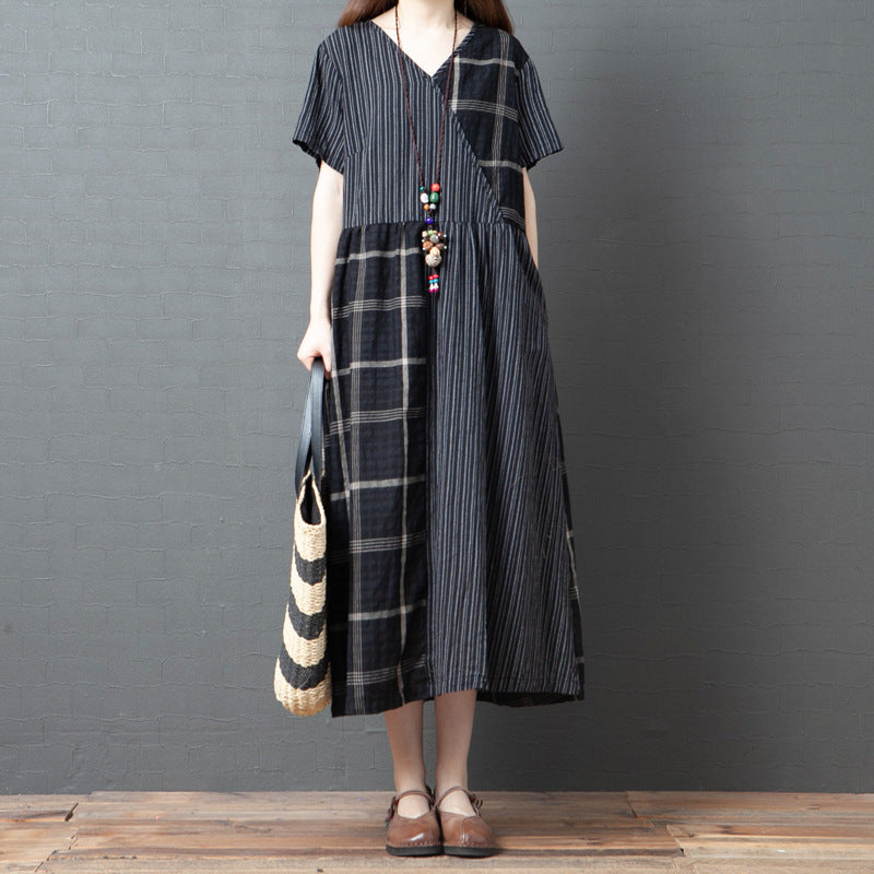 Vintage Linen Summer Long Dresses-Dresses-Black-M-Free Shipping at meselling99