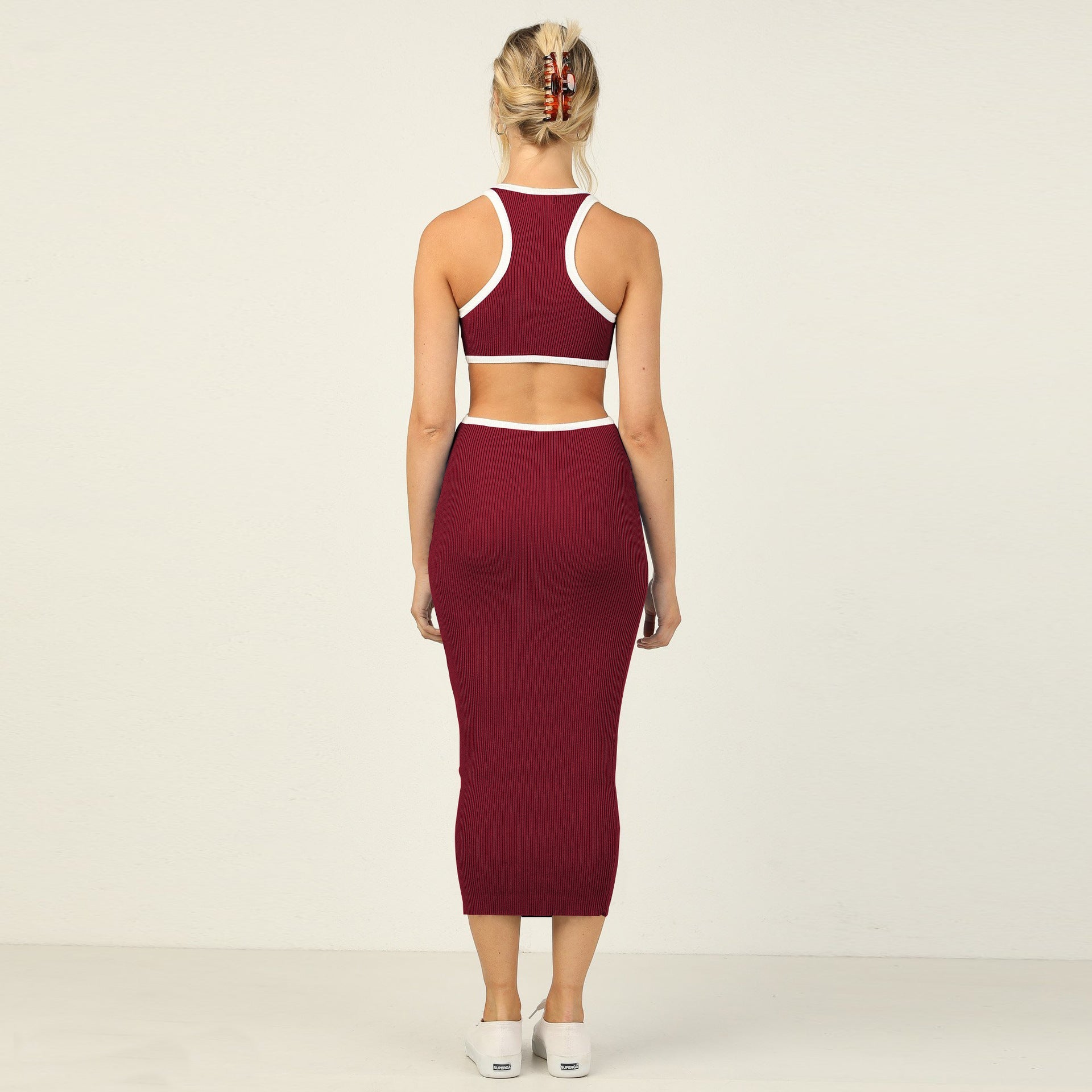 Sexy Backless Knitted Sheath Midi Dresses-Dresses-Free Shipping at meselling99