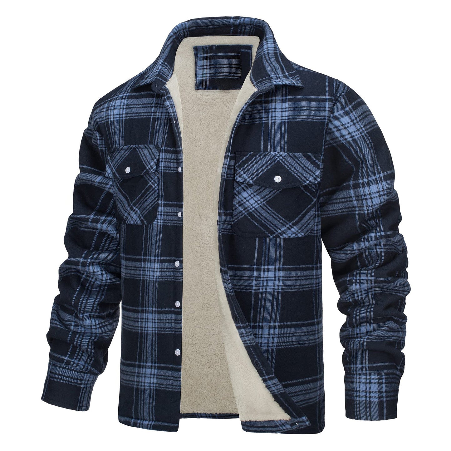 Casual Long Sleeves Thicken Shirts Jackets for Men-Blue-S-Free Shipping at meselling99