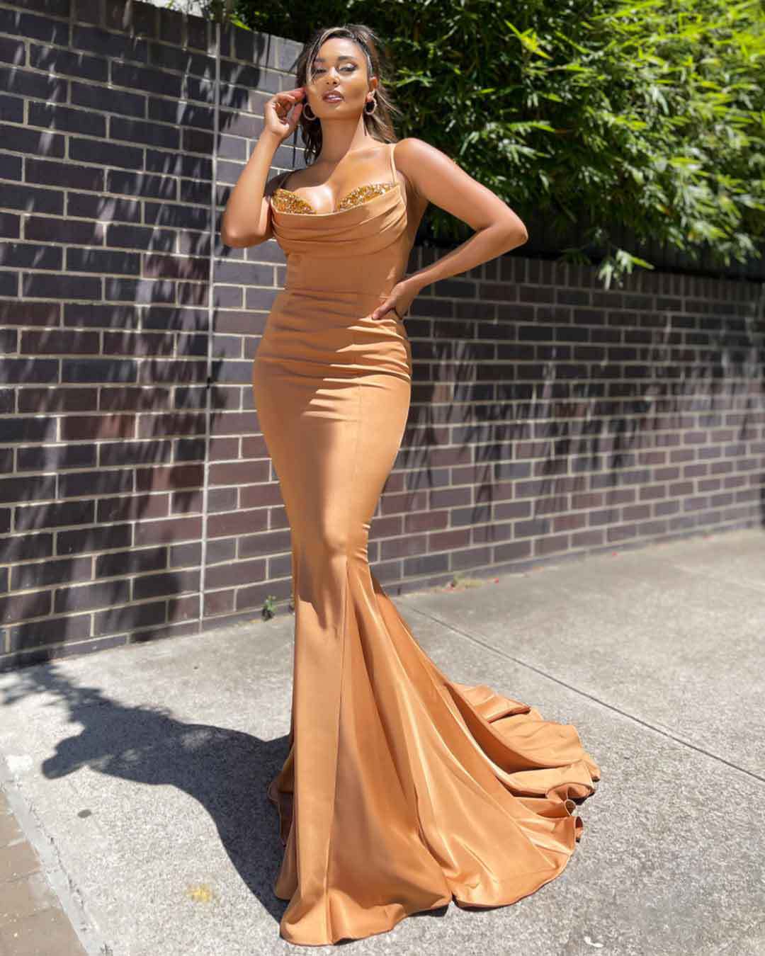 Sexy Brush Tail Evening Party Dresses-Sexy Dresses-Gold-S-Free Shipping at meselling99