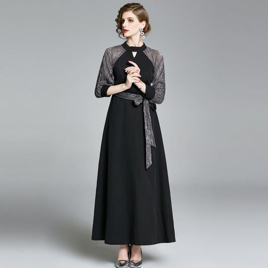 Elegant Office Lady Black Long Dresses-Dresses-Free Shipping at meselling99