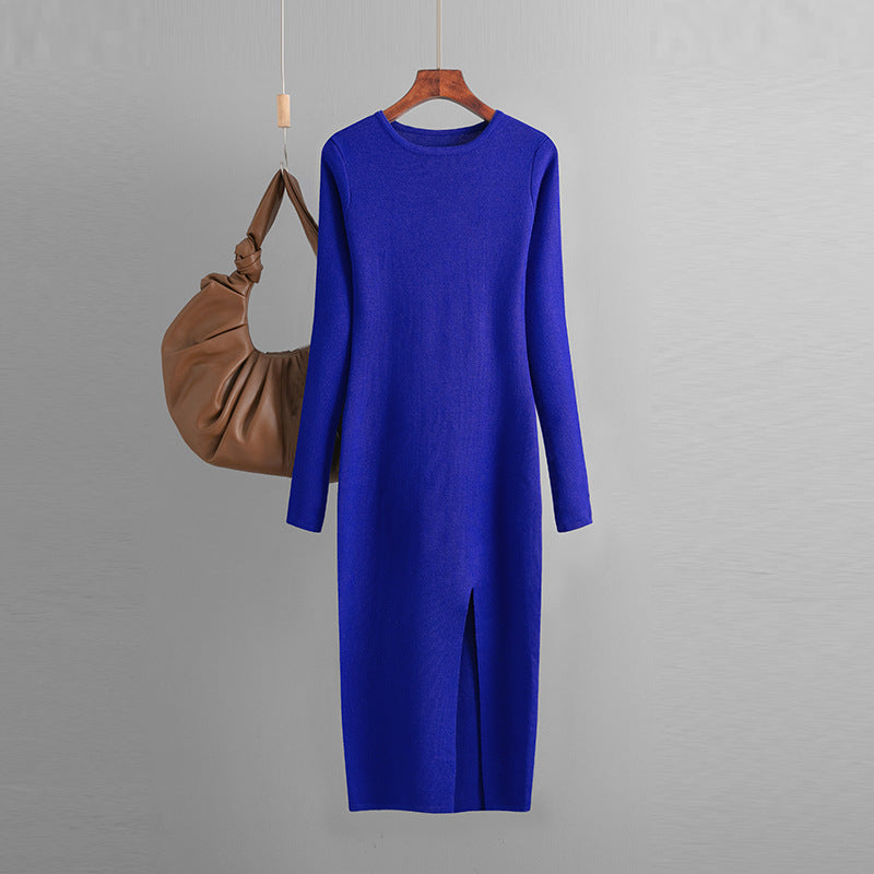 Sexy Knitted Long Bodycon Dresses-Dresses-Blue-One Size-Free Shipping at meselling99