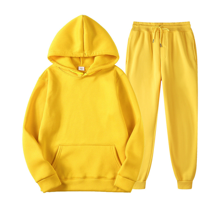 Casual Pullover Hoodies and Sports Pants Sets for Women and Men-Suits-Yellow-S-Free Shipping at meselling99