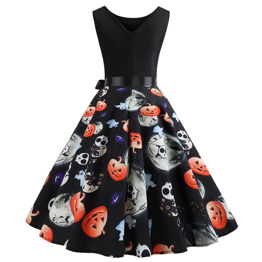 Vintage Pumpkin Skeleton Print Dresses-Vintage Dresses-Free Shipping at meselling99