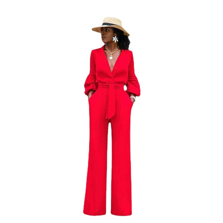 Casual African Women Office Lady Long Sleeves Jumpsuits-Women Suits-Free Shipping at meselling99