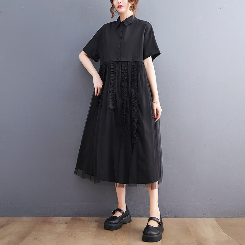 Sexy Summer Tulle Black A Line Long Shirts Dresses-Dresses-Black-One Size-Free Shipping at meselling99