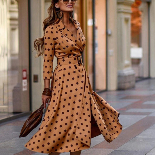 Casaul Fashion Long Sleeves Dot Long Dresses-Maxi Dresses-The same as picture-S-Free Shipping at meselling99