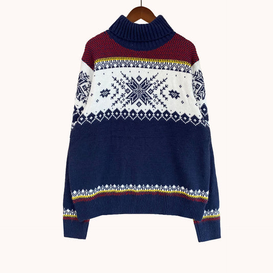 Christmas Elk Turtleneck His-and-hers Knitted Sweaters-Shirts & Tops-Blue-Men-S-Free Shipping at meselling99