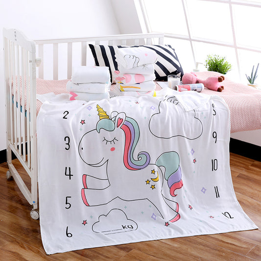 Unicorn Print Bamboo Fiber Kids Blankets-The Same as Picture-110*110 CM-Free Shipping at meselling99