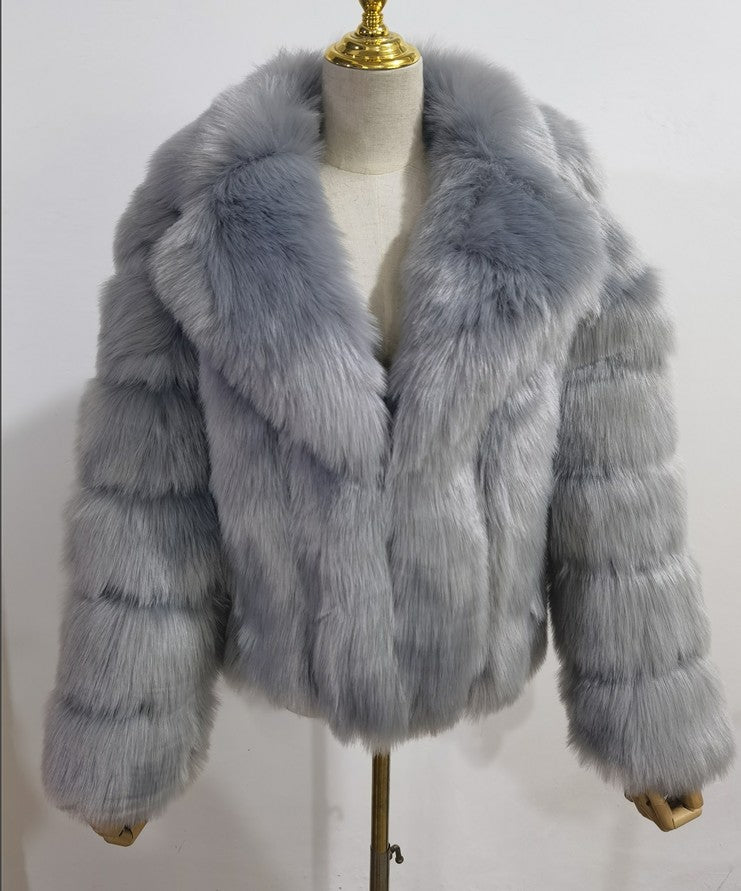 Fashion Artificial Fur Winter Short Coats for Women-Coats & Jackets-Gray-S-Free Shipping at meselling99