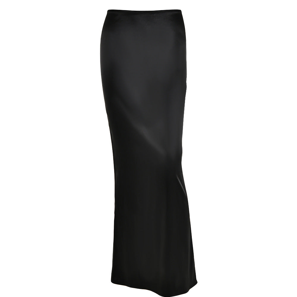 Sexy Women Satin Bodycon Summer Long Skirts-Skirts-Black-S-Free Shipping at meselling99
