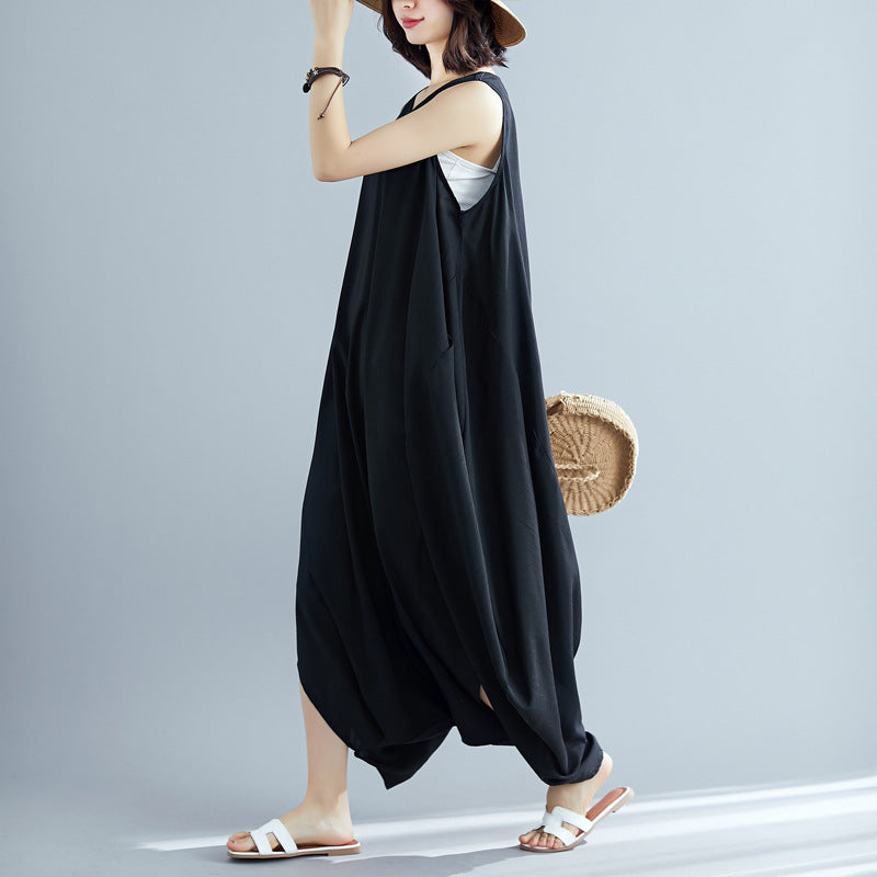 New Summer Chiffion Haren Jumpsuits-Black-One Size-Free Shipping at meselling99