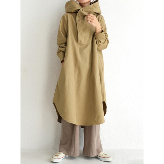 Casual Long Sleeves Hoodies Wind Break Overcoats-Outerwear-Khaki-S-Free Shipping at meselling99