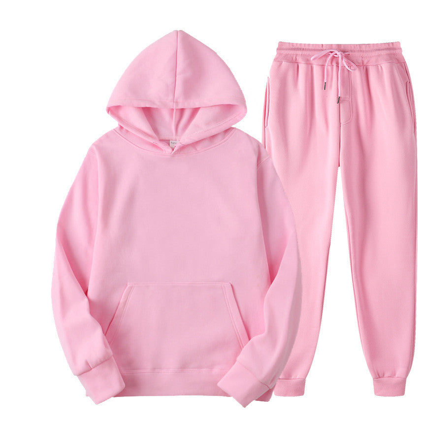 Casual Pullover Hoodies and Sports Pants Sets for Women and Men-Suits-Pink-S-Free Shipping at meselling99