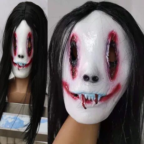Halloween Horrible Room Escape Wigs&Mask Murder-For Halloween-White Teeth-One Size-Free Shipping at meselling99