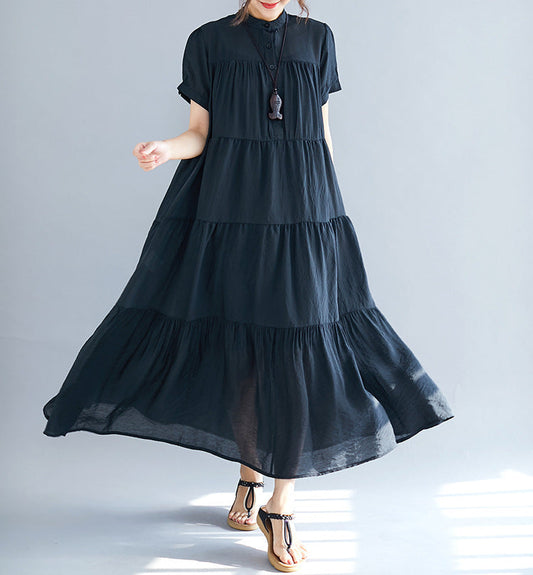 Summer Plus Sizes Black Elegant Long Dresses-Dresses-Black-One Size-Free Shipping at meselling99