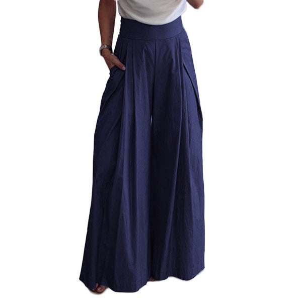 Casual High Waist Pocket Pants for Women-Pants-Dark Blue-M-Free Shipping at meselling99