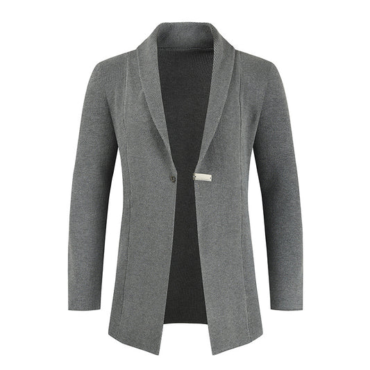 Casual Kntting Turnover Collar Men Fall Kntiting Cardigan-Men Coat-Gray-M-Free Shipping at meselling99