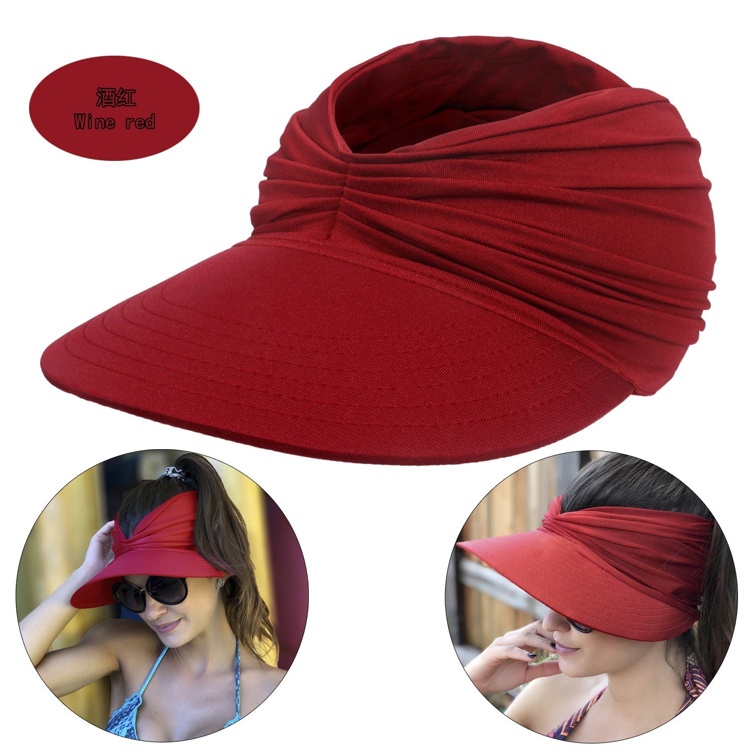 Summer Beach Sun Proof Outdoor Hats 2pcs/Set-Hats-Wine Red-56-65 cm-Free Shipping at meselling99