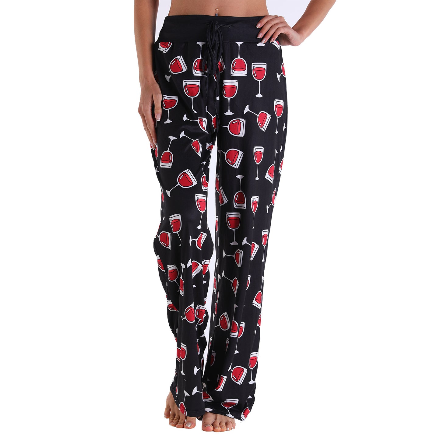 Casual Floral Print Women High Waist Trousers-Pajamas-2013-S-Free Shipping at meselling99