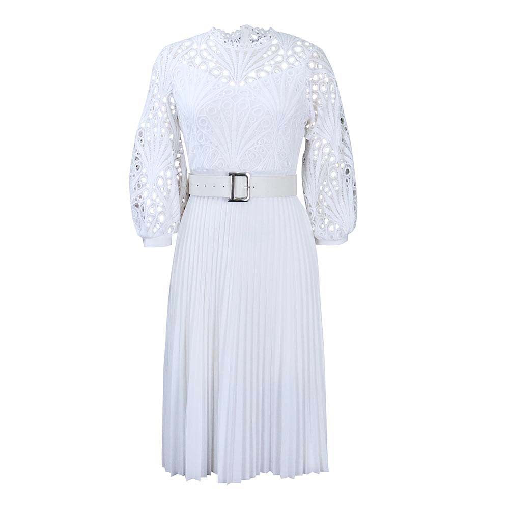 Elegant Hollow Out Plus Sizes Lace Party Dresses-Dresses-White-S-Free Shipping at meselling99