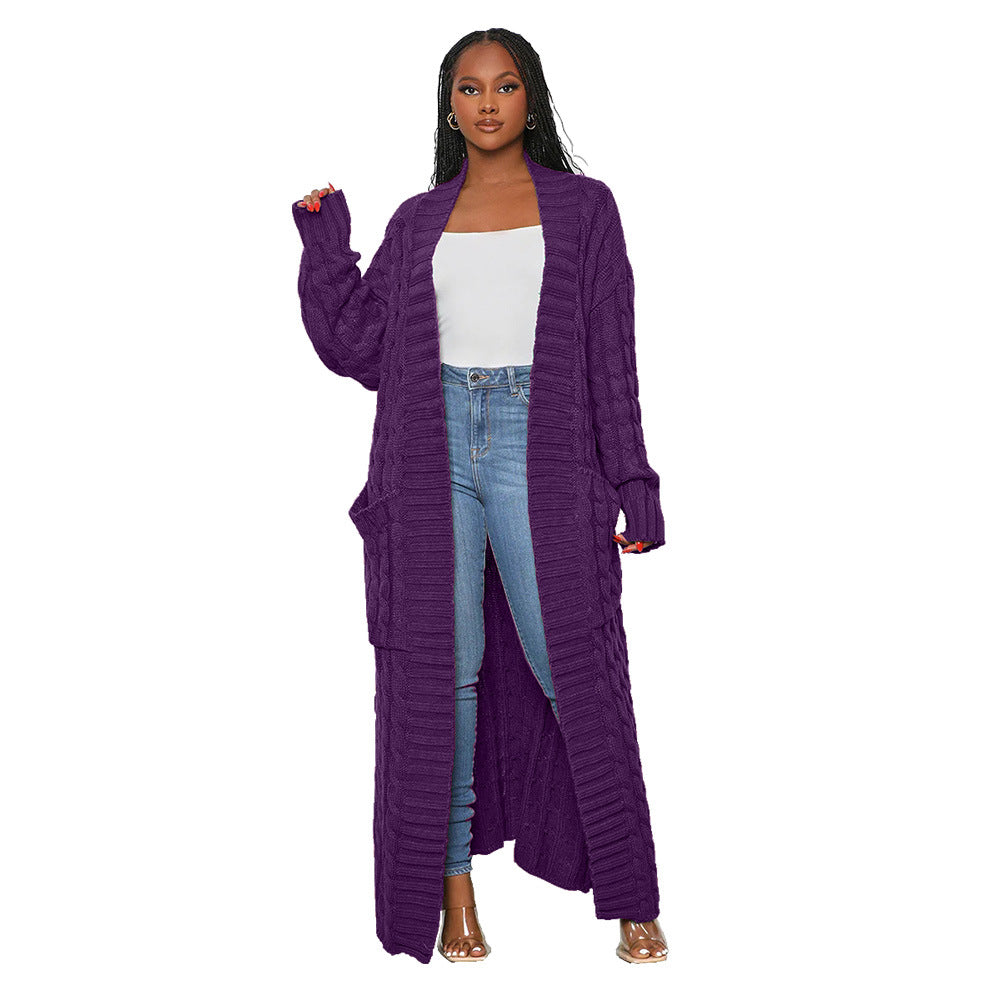 Casual Long Knitting Cardigan Overcoats for Women-Purple-S-Free Shipping at meselling99