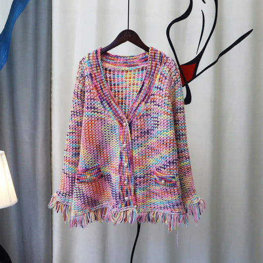Designed Colorful Knitted Cardigan Sweaters-Shirts & Tops-The same as picture-One Size-Free Shipping at meselling99