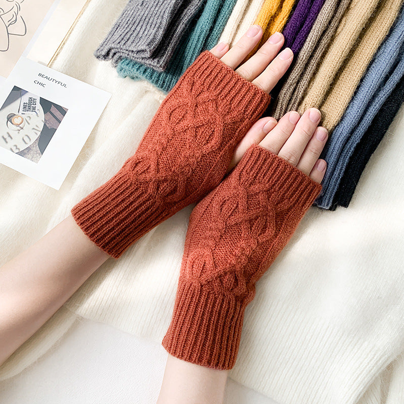 2 pairs/Set Winter Warm Figerless Knitted Gloves-Gloves & Mittens-Red-One Size-Free Shipping at meselling99