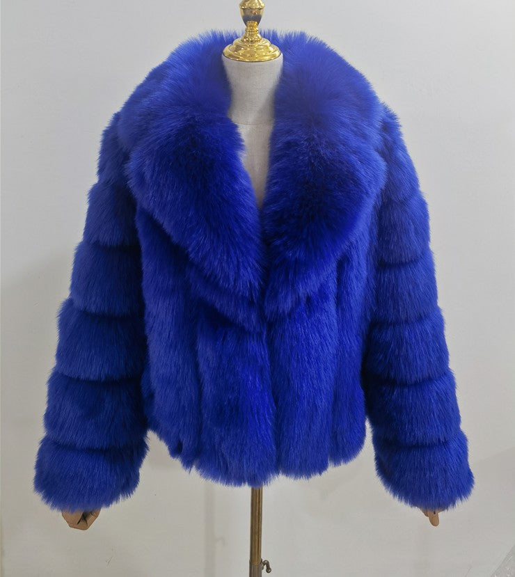 Fashion Artificial Fur Winter Short Coats for Women-Coats & Jackets-Navy Blue-S-Free Shipping at meselling99
