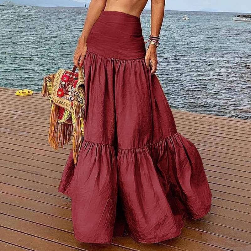 Plus Sizes High Waist Beach Skirts-Red-S-Free Shipping at meselling99