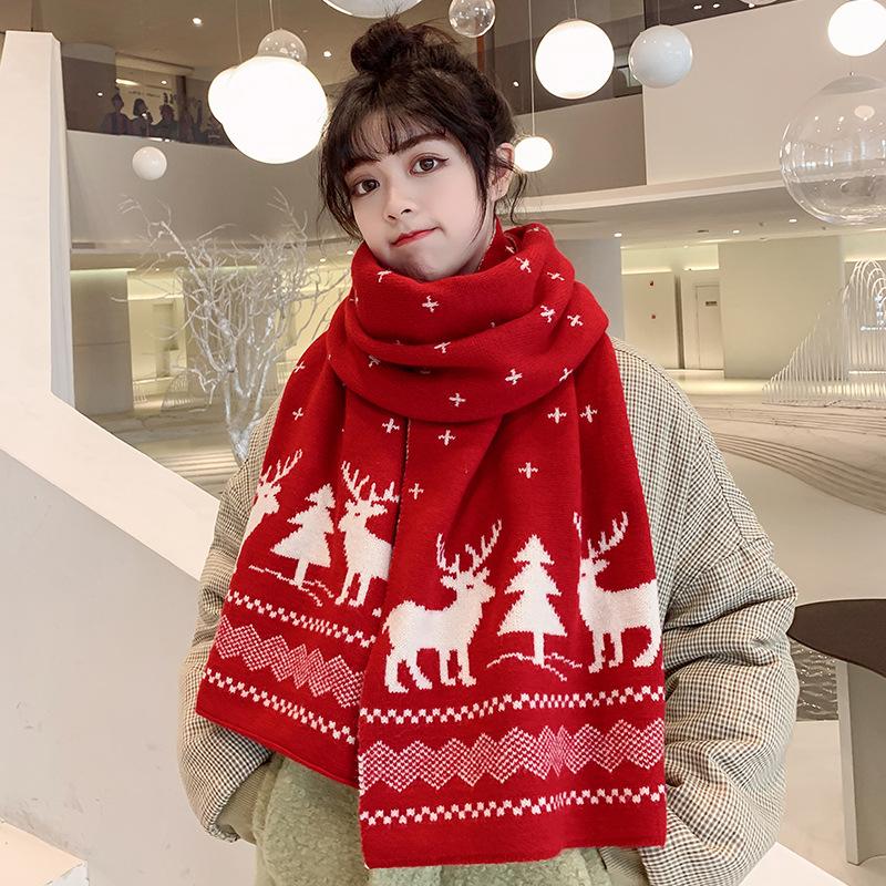 Christmas Lovely Elk Design Knitting Scarves-Scarves & Shawls-Elk-Red-Free Shipping at meselling99