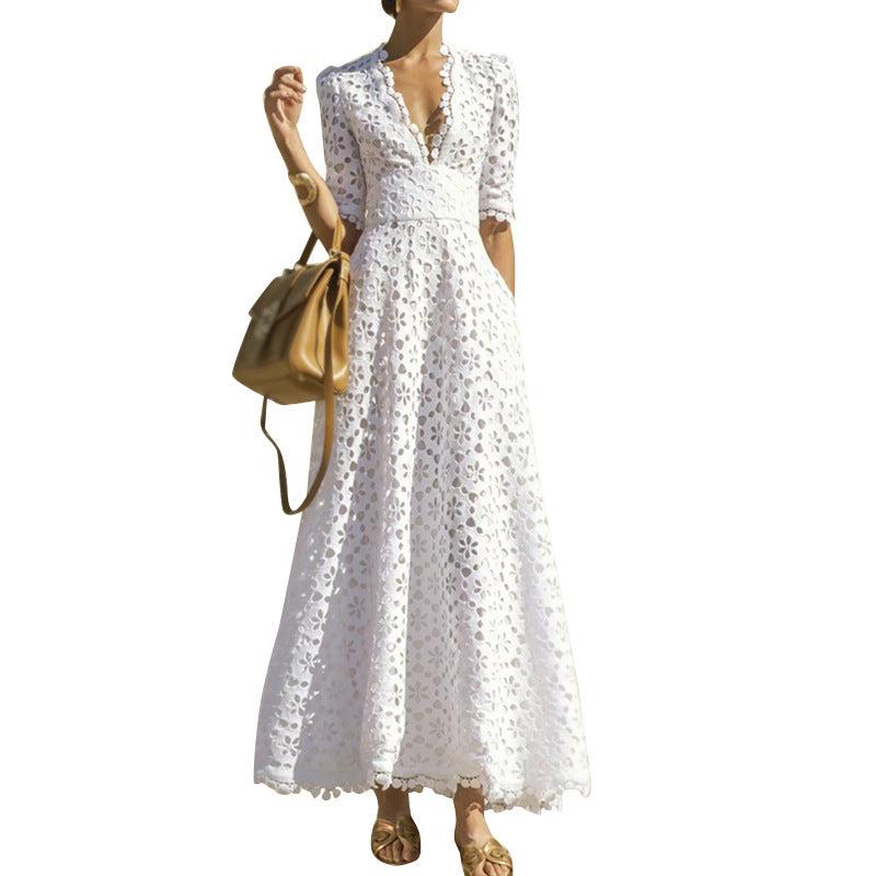 Elegant Fashon Hollow Out Long Dresses-Maxi Dresses-Free Shipping at meselling99