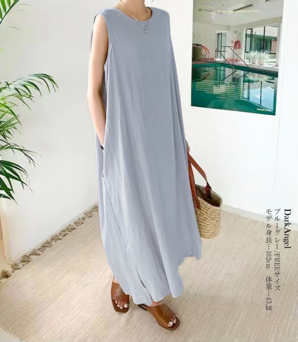 Casual Linen Summer Long Cozy Dresses-Dresses-Light Blue-One Size (45-70 kg)-Free Shipping at meselling99