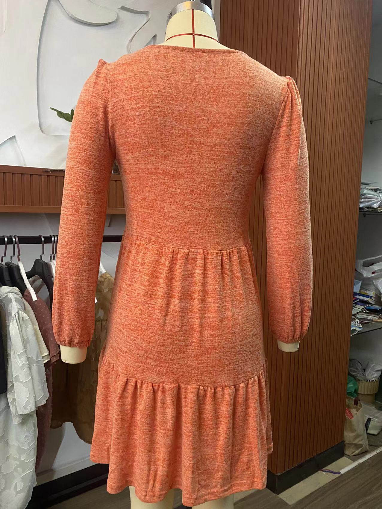 Fashion Square Neckline Fall Mini Dresses-Dresses-Free Shipping at meselling99