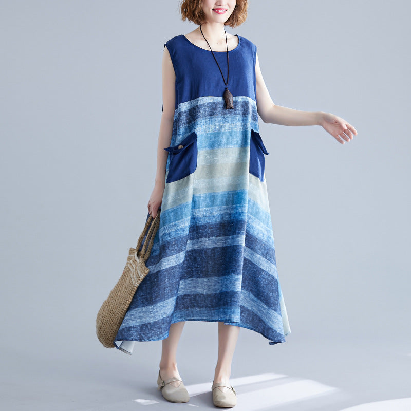 Blue Sleeveless Long Cozy Dresses-Dresses-Blue-One Size-Free Shipping at meselling99