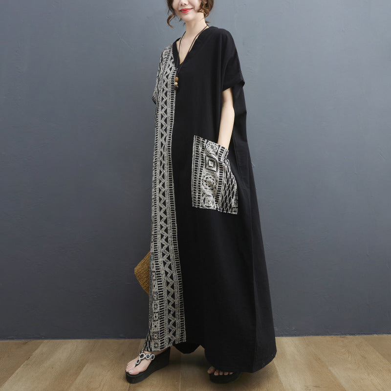 Vintage Pocket Design Plus Sizes Long Cozy Dresses-Dresses-Free Shipping at meselling99