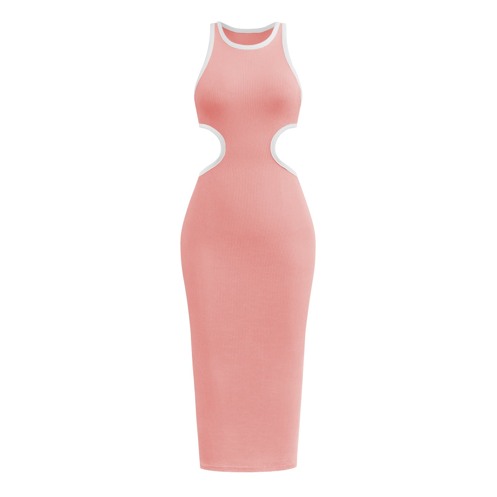 Sexy Backless Knitted Sheath Midi Dresses-Dresses-Pink-S-Free Shipping at meselling99