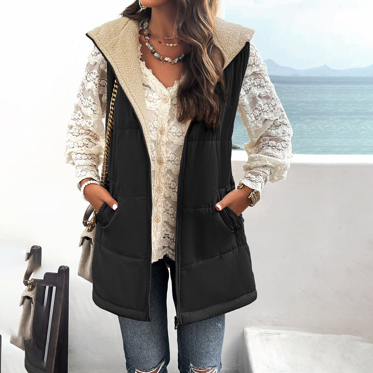 Fashion Cotton Winter Vest-vest-Black-S-Free Shipping at meselling99