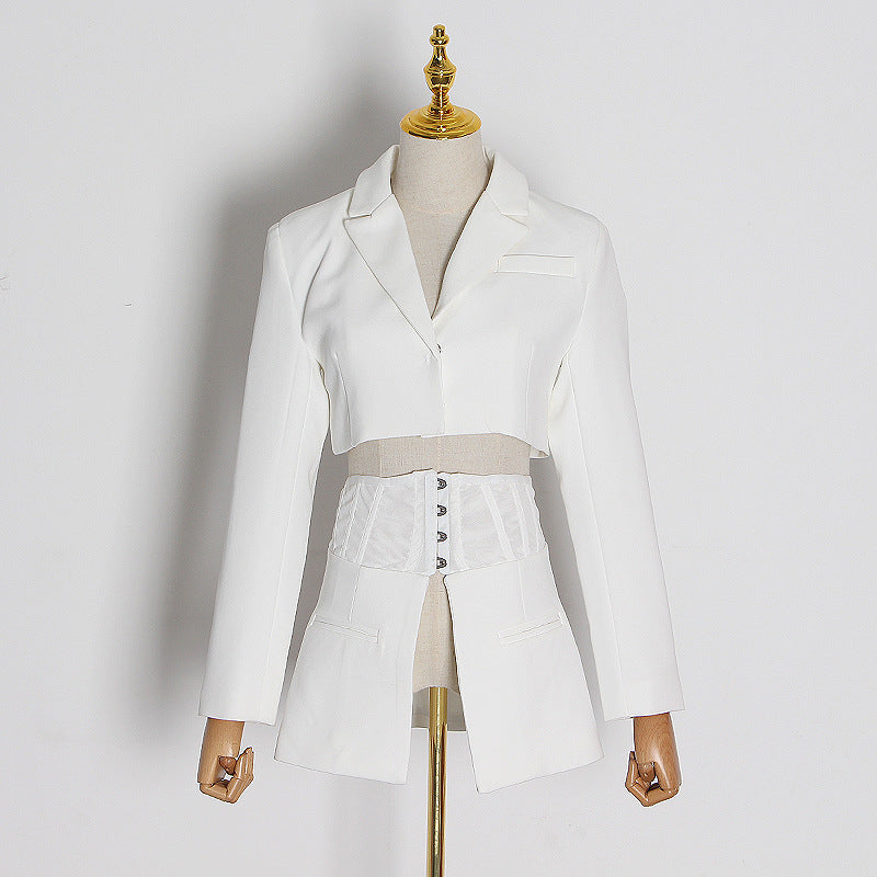 Irregular Summer Slim Designed Blazers-White-S-Free Shipping at meselling99