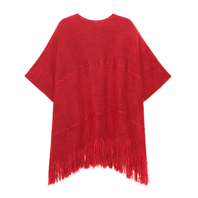 Irregular Women Bat Sleeves Casual Fall Short Knitting Dresses-Red-One Size-Free Shipping at meselling99
