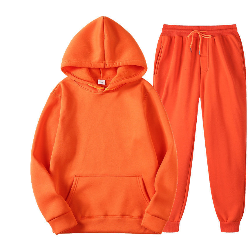 Casual Pullover Hoodies and Sports Pants Sets for Women and Men-Suits-Orange-S-Free Shipping at meselling99
